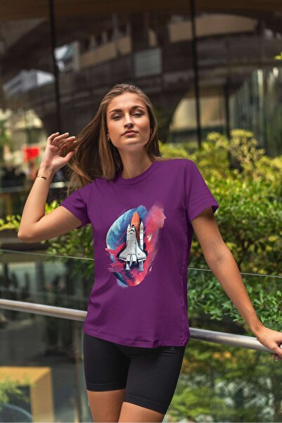 iLovePrints Space Shuttle with Abstract Background Tshirt