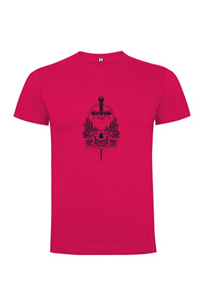 iLovePrints Roses & Swords Skull Tshirt