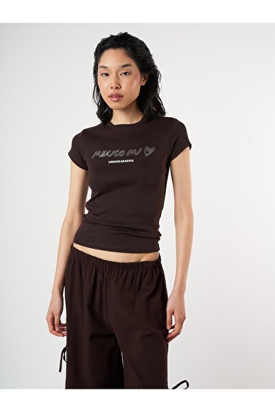 citycenterfashion Women's Crew Neck Front Lorena Saravia Letter Printed Short...