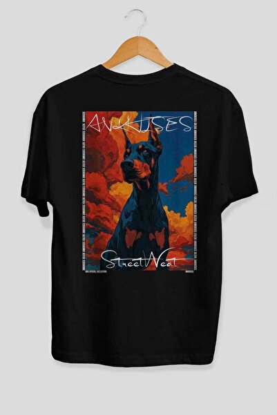 Ankhises Tricou supradimensionat negru cu imprimeu câinele "For Dog's Sake 17...