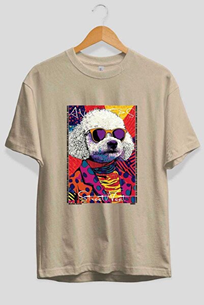 Ankhises Tricou supradimensionat bej cu imprimeu câine "For Dog Lovers 39", 1...