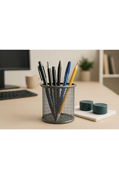 Generic 2-Pack Heavy Duty Silver Wire Mesh Pen Cups & Pots - Metal Mesh Desk ...