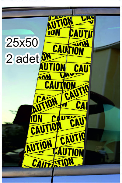 NET REKLAM Car Post Coating Foil Yellow Caution Warning Written Right Left Se...