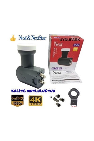NEXT&amp;NEXTSTAR Next 4'Lü Dört Çıkışlı Lnb 4K Full Hd+Lnb Kelepçesi+4 Adet ...