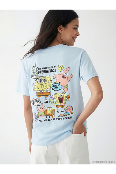 LC Waikiki Γυναικείο μπλουζάκι με στάμπα SpongeBob από 100% βαμβάκι από το Sh...
