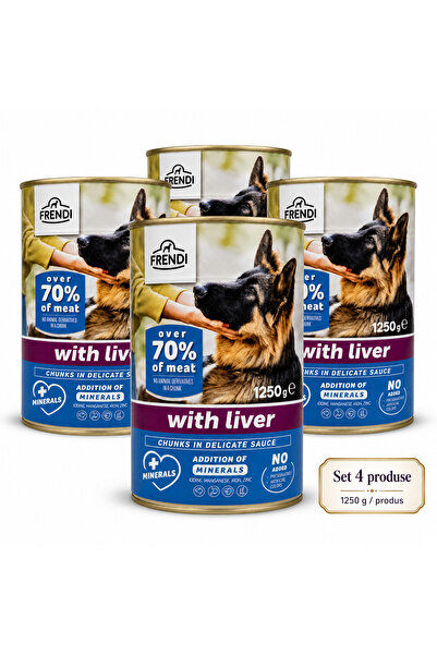 FRENDİ Dog cu Ficat, hrana umeda pentru caini, Set 4 conserve, 4 x 1250 g