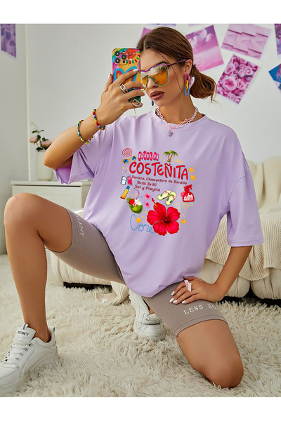 SUNFREE Costenita Printed Oversize Short Sleeve Basic Tshirt