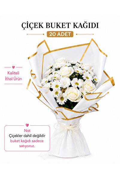 shop Çiçekmalzemecisi 20 Adet Siyah Gold Kenarlı Çiçek Buket Kağıdı 57x57 cm ...