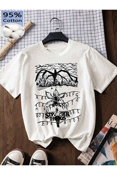 121 Graphic Print T-Shirt Short Sleeve Curved Shoulder Round Neck Casual Top ...