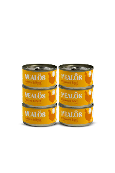 MEALOS طعام قطط رطب معلب بالدجاج ولحم بقري بالجيلي 80x6 جم من ميلوس