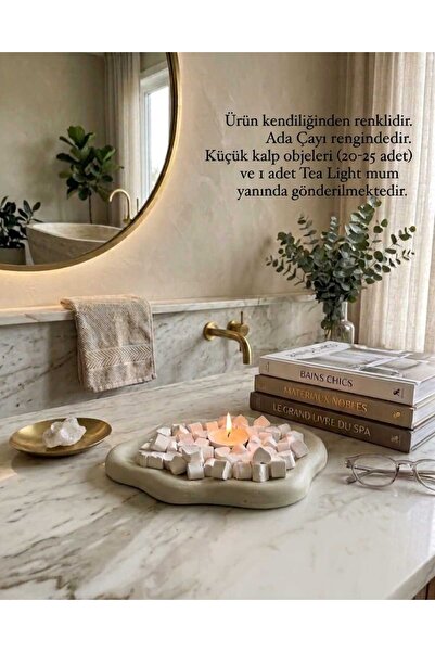 Dualith Hediyelik Bulut Tabak Takılık Dalgalı Amorf Dekoratif Tepsi Mum Altlı...