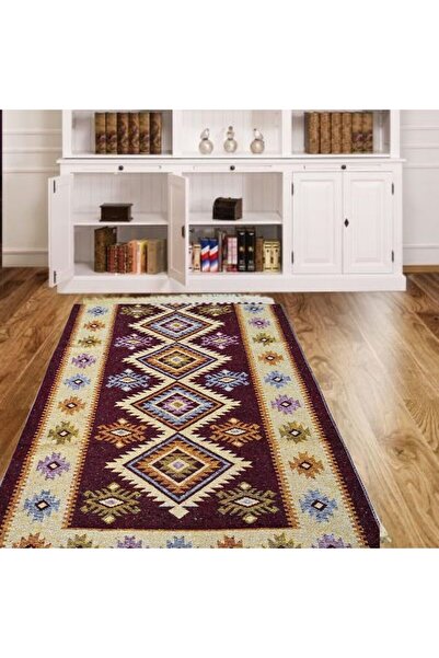 Kotonia Home Υφαντό χαλί - Παραδοσιακή διακόσμηση, 60x90 εκ., καφέ φόντο και ...