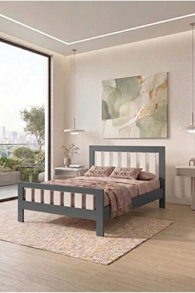 EGN WOODS Modern Antrasit MDF Karyola - Tek ve Çift Kişilik Yatak Ölçü Seçenekleri - Farklı Renk Alternatifleri