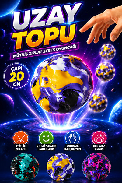 Ayver 1 ADET KAUÇUK MÜTHİŞ ZIPLAMA UZAY YOP STRES GİDERİCİ OYUNCAK