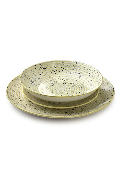 MONDEX Set de veselă din porțelan Prima STRIPES BEIGE 27/19/20 cm Bej 18 piese