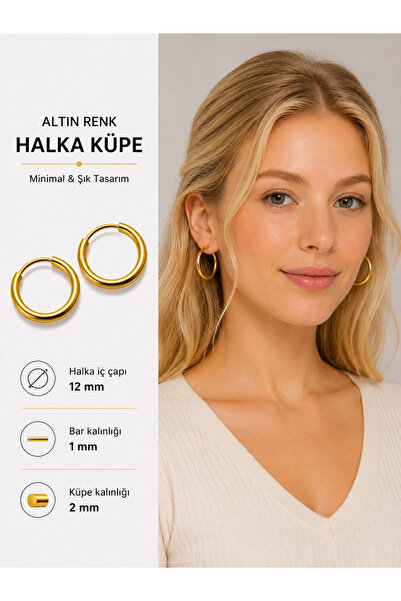 12 mm 316L Çelik Halka Küpe