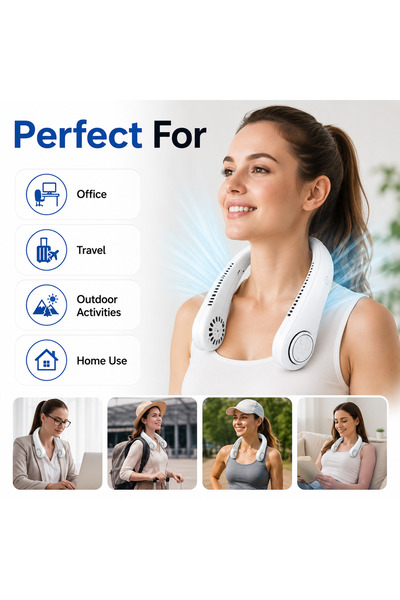 MADE IN CHINA Ventilator Neck Fan X-9 Reîncărcabil USB, 3 Viteze, Design Fără...
