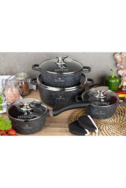 EDENBERG EB-8143 set de 8 piese de vase de gătit, culoare neagră