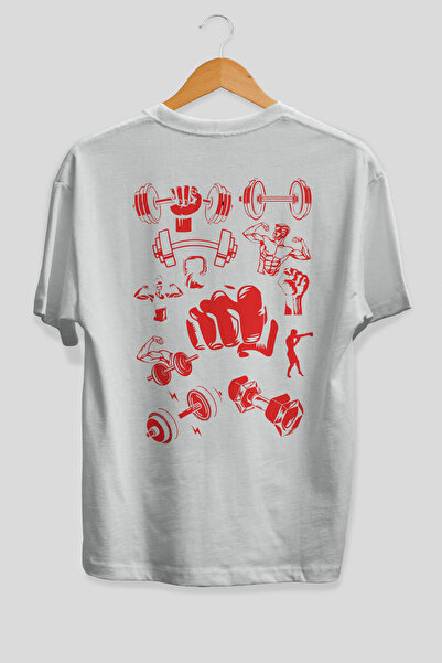 Ankhises Tricou alb supradimensionat cu imprimeu pe spate, 100% bumbac, îmbră...