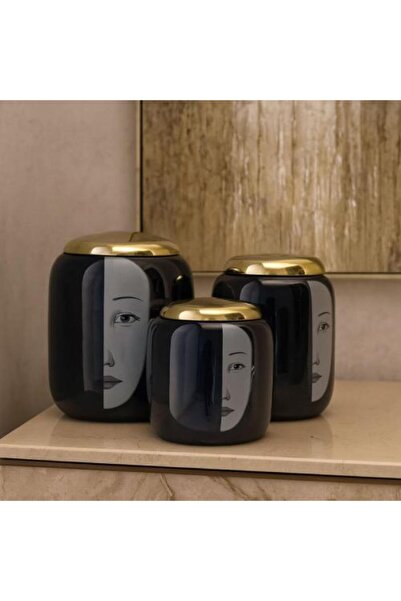 Generic Jar set with lid with royal face design