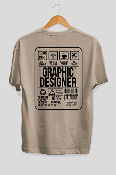 Ankhises Μπλουζάκι Graphic Designer Oversize με στάμπα στην πλάτη, μπεζ χρώμα...