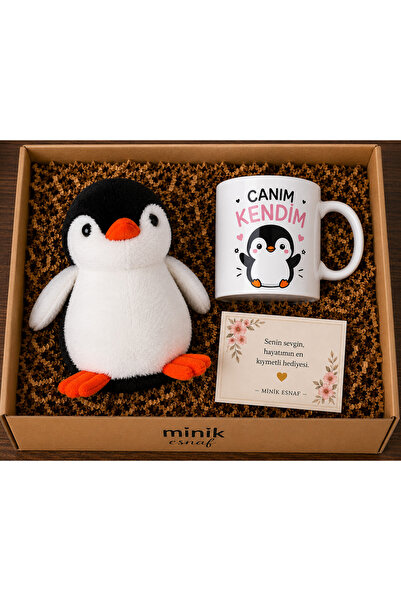 Minik Esnaf Canım Kendim Penguen Peluş ve Kupa Hediye Seti – Sevgiliye Hediye...