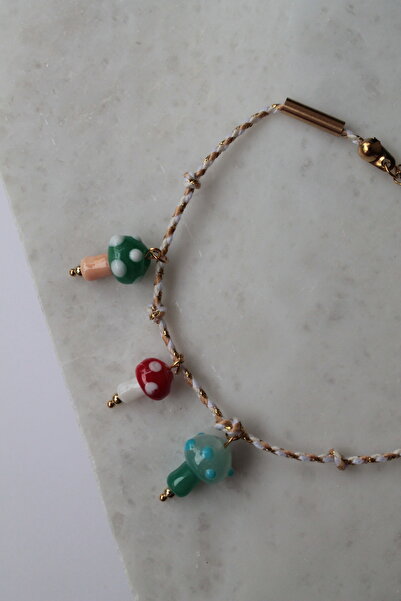 Luvix Design Colorful Enamel Mushroom Charm Anklet