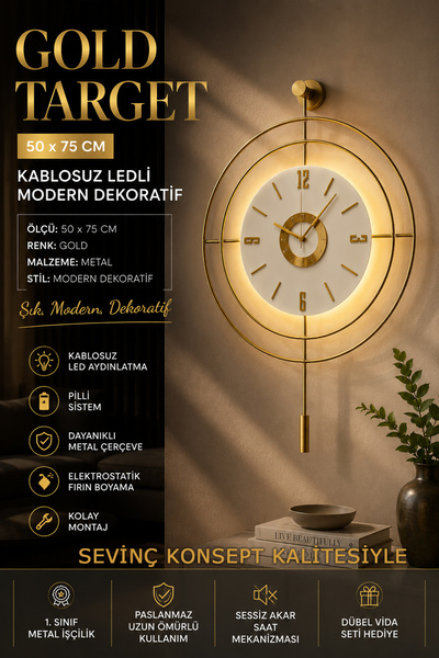 SEVİNÇ KONSEPT LED'li GOLD Hedef Kristal Nano ABS (BÜYÜK BOY 50 X 75 Cm), Mod...
