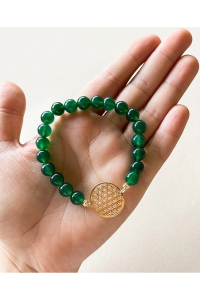 gemsartdeco Flower of Life Symbol Green Agate Bracelet