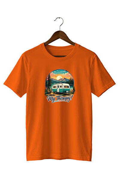 WİDİ Nature Mountain Caravan and Sunset My Therapy Printed T-Shirt 100% Cotton