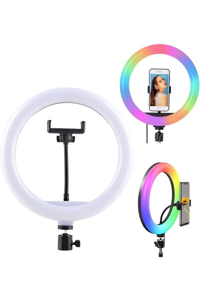 ARABIQO إضاءة حلقية RGB مقاس 10 بوصات مع حامل ثلاثي القوائم، ارتفاع قابل للتع...