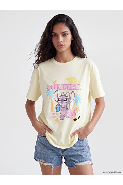 LC Waikiki Yellow Angel Printed Cotton Women's T-Shirt