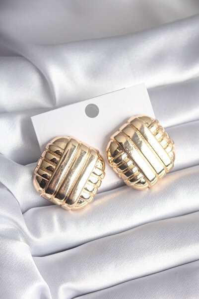 OGHAMAY Brass Gold Color Embroidery Detail Women's Earrings
