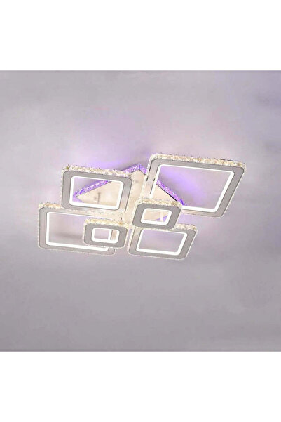 La Cucu Lustra LED cu telecomanda si cristal TERRANO RGB 288W, 6 Patrate, lum...