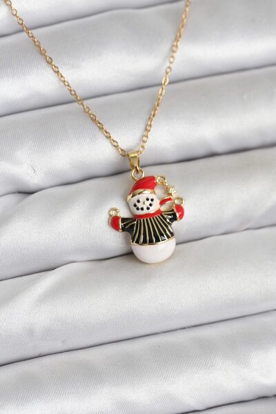 OGHAMAY 316L Steel Chain Gold Color Christmas Themed Women's Necklace with Sn...