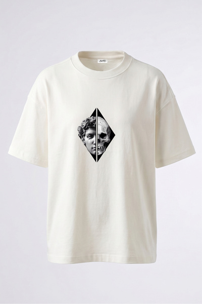 Anetos Tricou supradimensionat alb din bumbac, cu imprimeu pe spate, cu desig...