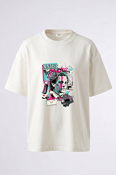 Anetos American Psycho Design Spate cu imprimeu Bumbac Alb supradimensionat t...