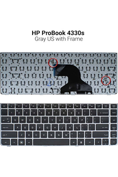 HP Πληκτρολόγιο φορητού υπολογιστή για ProBook 4330s χωρίς πλαίσιο και με αγγ...