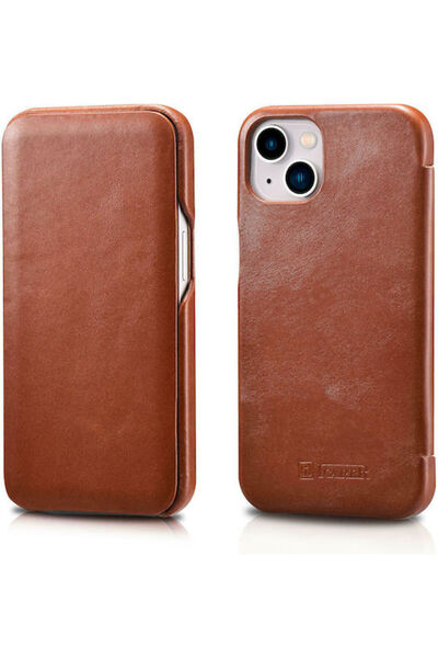 ICARER Δερμάτινη Θήκη Vintage Καφέ με Καμπυλωτή Άκρη (για iPhone 13) Κωδικός:...