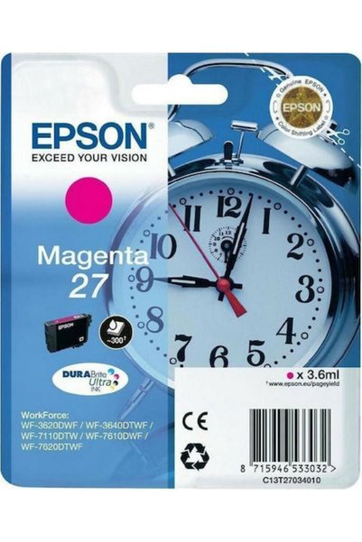 EPSON 27 Γνήσιο Μελάνι Εκτυπωτή InkJet Ματζέντα (C13T27034010 C13T27034012)