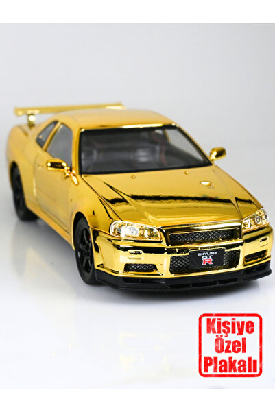 bebeym Nissan Skyline 1/24 Ölçek Gold Metal Araba - Kişiye Özel Plakalı