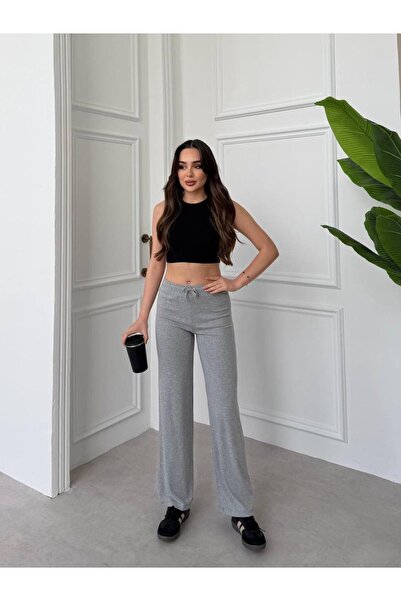 Siner Fashion Pantaloni casual din bumbac pentru femei, cu picior larg