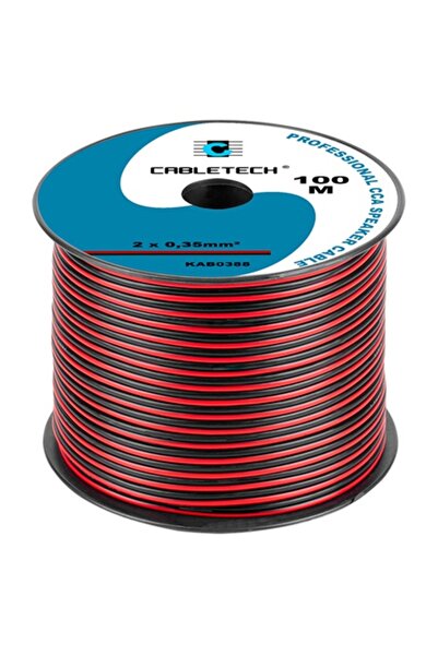 Cabletech Καλώδιο Ηχείων CCA 2x0.35 mm² Μαύρο/Κόκκινο, Ρολό 100 μ.