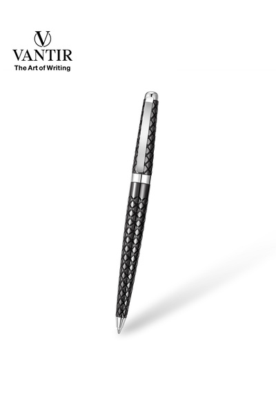 VANTIR Luxury Full Polished Silver Chrome Ballpoint Pen – Premium Textured Ge...