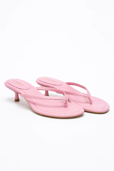 uqpe Nora Women's Short Flip-Flop Slippers with Nut Heel - Pink