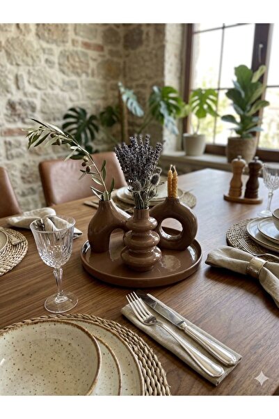 Home Bohem Tarz Yuvarlak Tabaklı Set