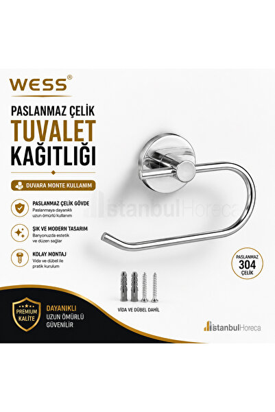 WESS Paslanmaz Çelik Tuvalet Kağıtlığı Duvara Monte Banyo WC Kağıtlık