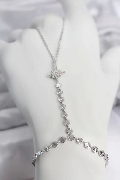 Generic Brand Silver Color Brass Pole Star with Zircon Stone Şahmeran Tj-Sn788