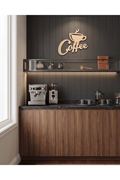 ih ihra "Coffee" Yazılı Ahşap Mutfak Duvar Dekoru - Kahve Köşesi Tabelası (30...
