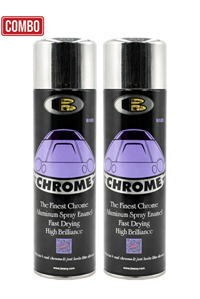Bosny B103 Combo 2pcs Chrome Spray Paint 225g Fast Dry High Brilliance Alumin...